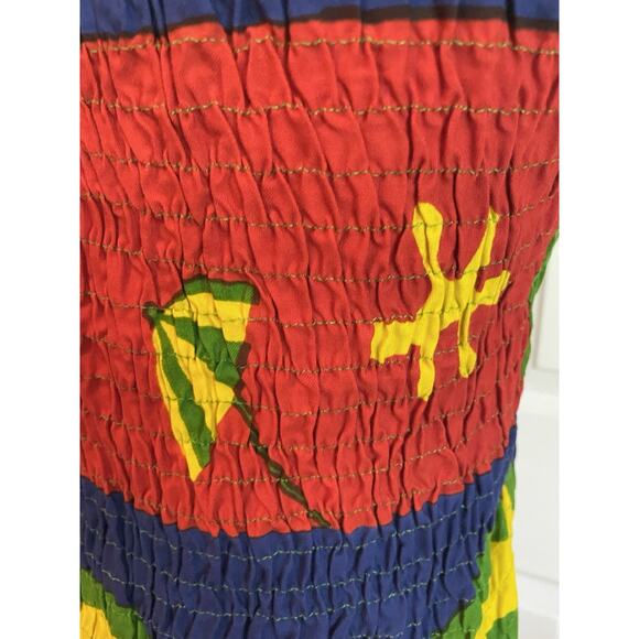 VTG. Tank Top Womens Y2K Smocked Tropical Beach Stretch Eclectic Pop Art OS - Picture 4 of 8